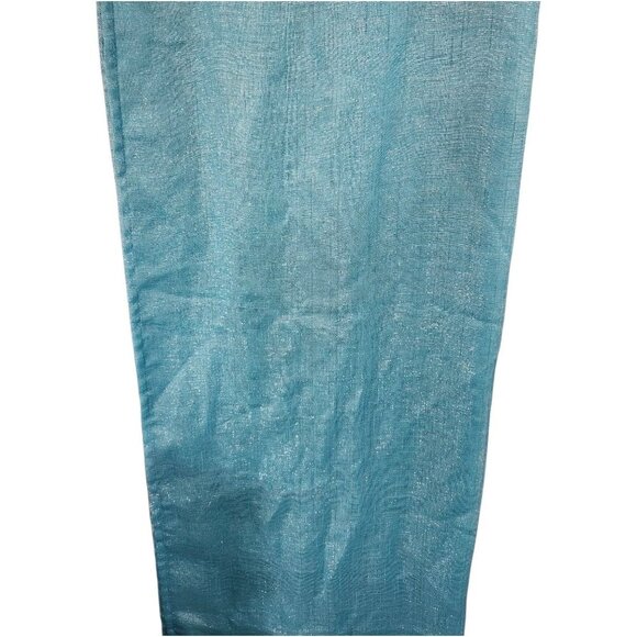 Teal Blue & Silver Metallic Shimmer Grommet Top (3) 36" X 84"‎ Panels  NWOT - Picture 6 of 8